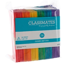 Classmates Wooden Craft Sticks - Standard - Coloured - Pack of 250